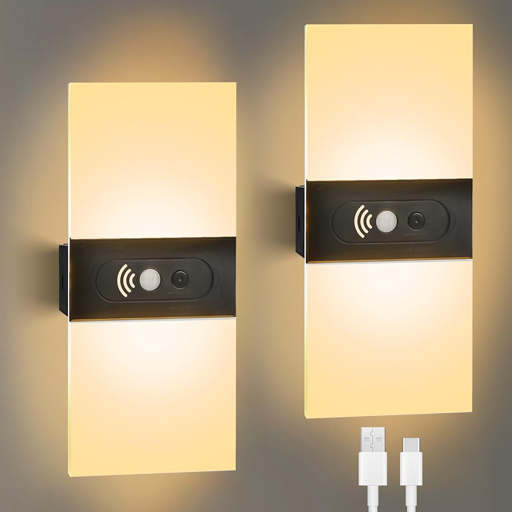 2PK Modern Wall Lighting Up Down Cube Bedroom Sconce Lamp Fixture Light Indoor