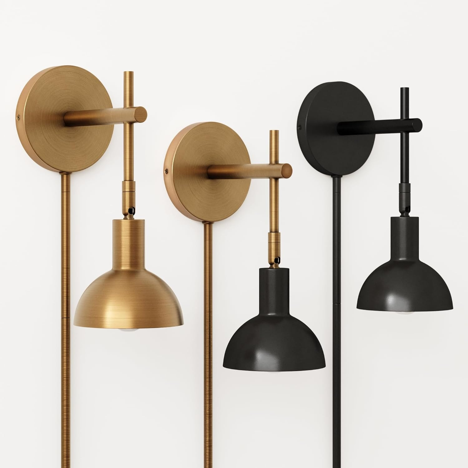 Tamlin Vintage Brass & Black Wall Light Sconce with Switch for Any Room