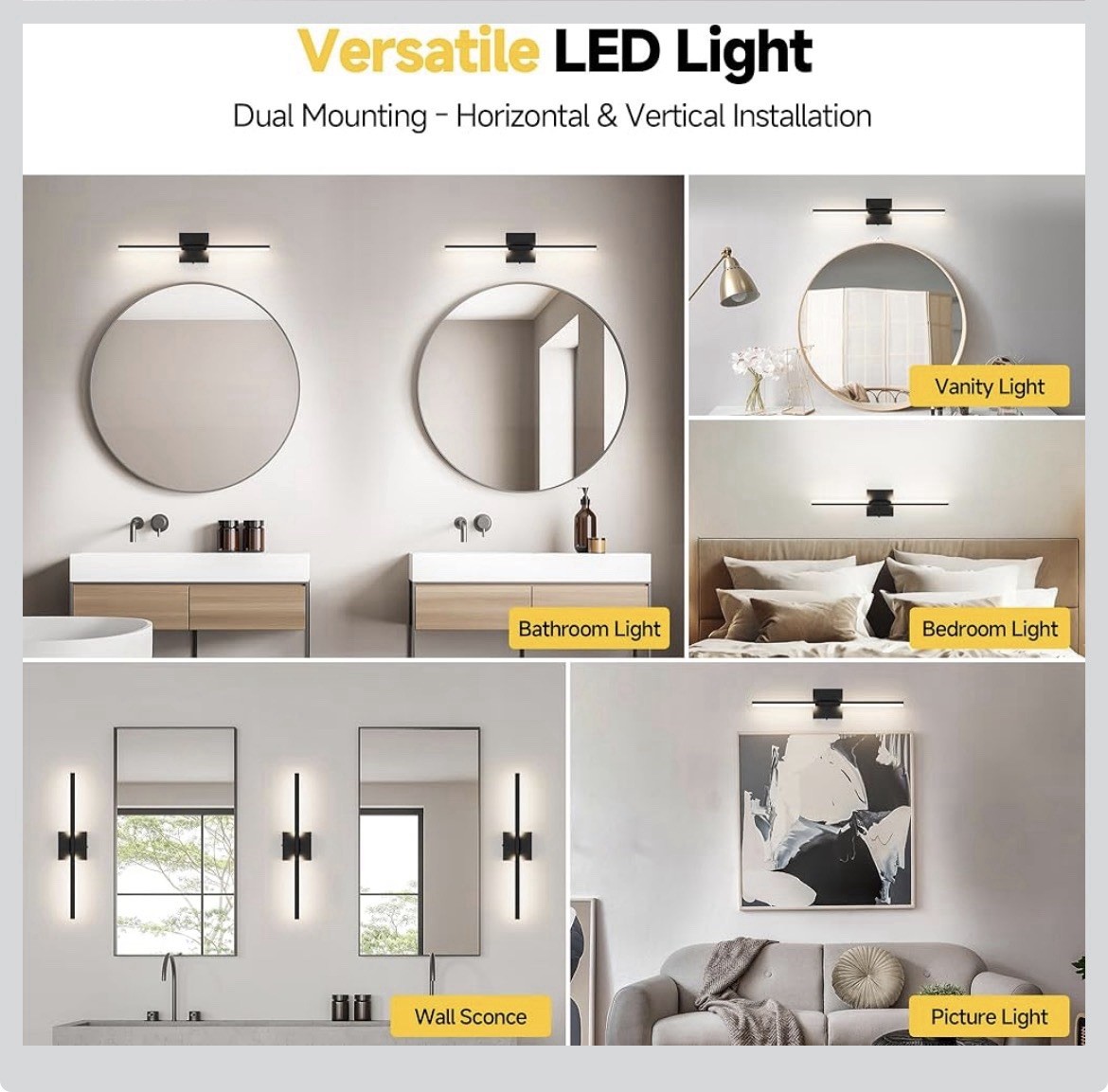 Vanity Lights 24 inch, 4-Level Brightness Built-in Dimmer, 14W Dimmable 5CCT