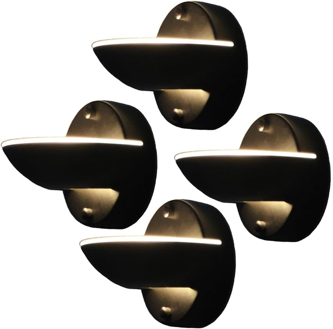 Modern LED Wall Light Sconce Set – 4 Matte Black 10W Bowls for Any Space