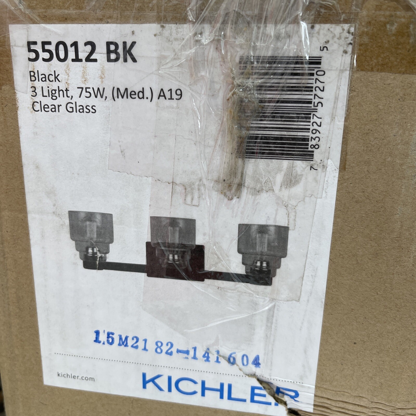 Kichler 24″ Vanity Bathroom Fixture Light Wide Glass 55012 BK