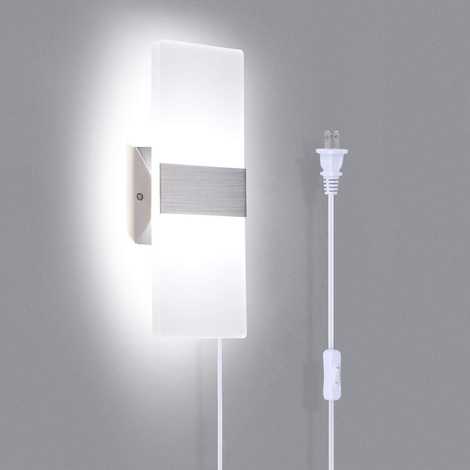 TRLIFE Wall Sconce Plug in, Modern 1 Pack, Silver-6000K Cool White