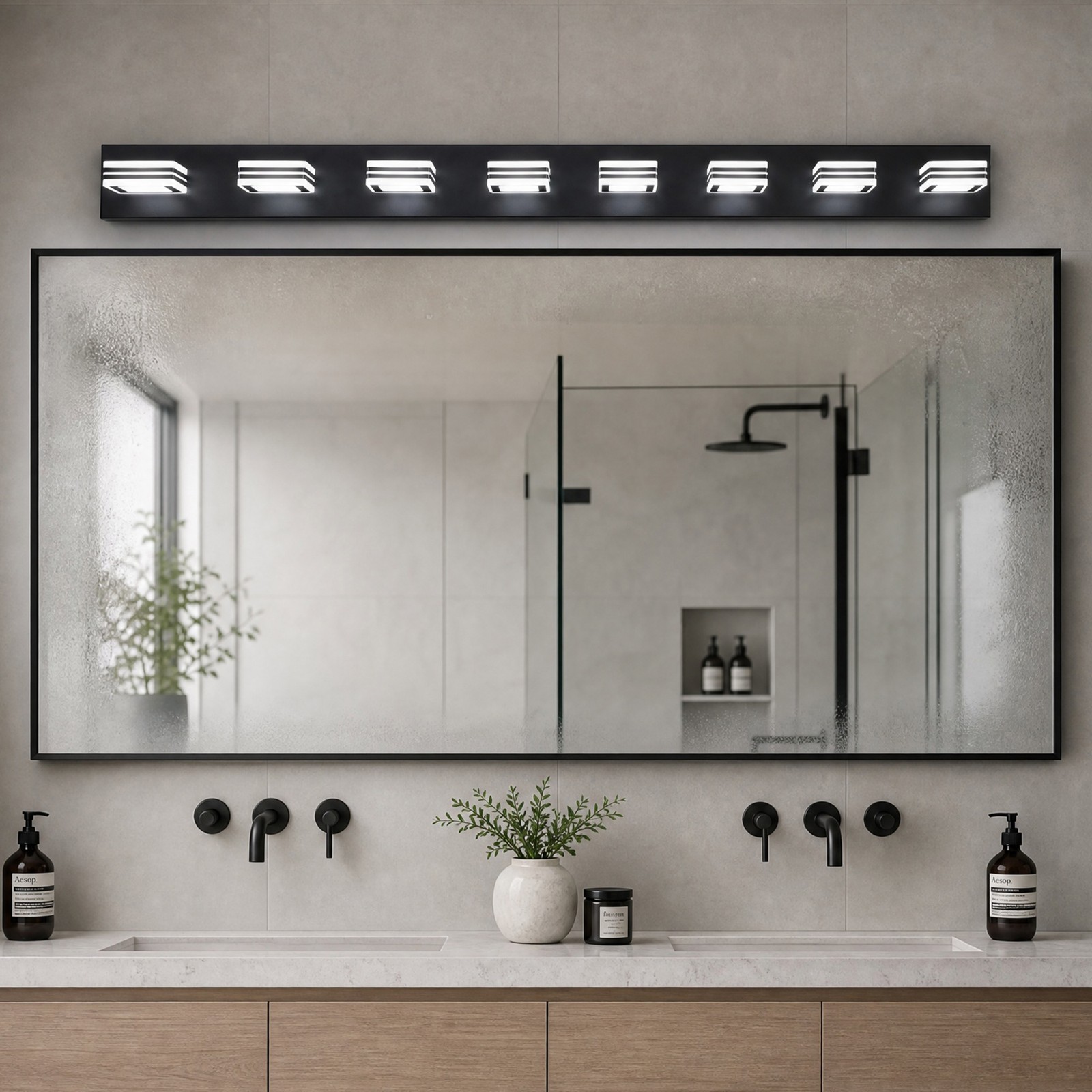 52 Inch 8 Lights LED Vanity Light Bathroom Mirror Wall Lamp 6000K Sconce Fixture