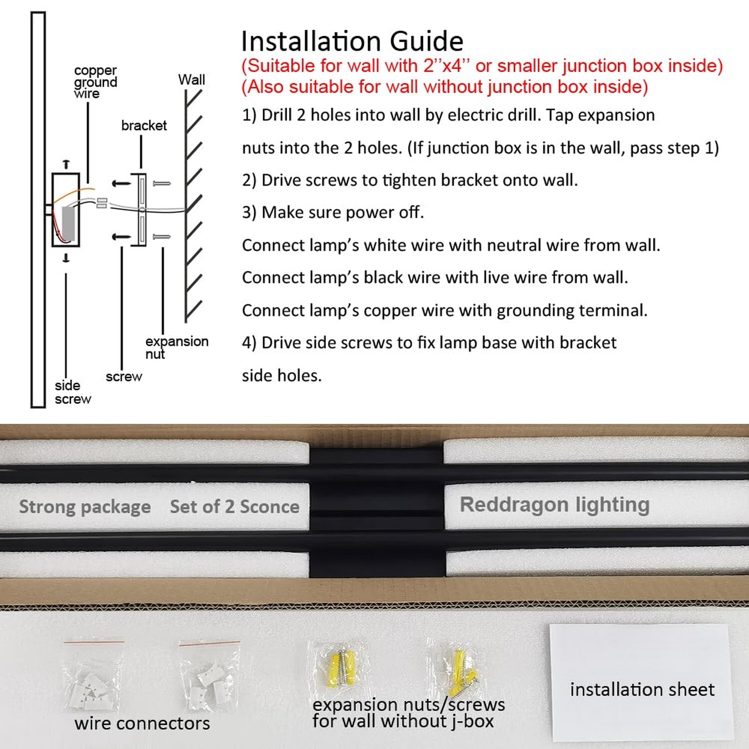 Set of 2 Hardwired Minimalist Dimmable Black Tube Linear Wall Sconce 24 Inch …