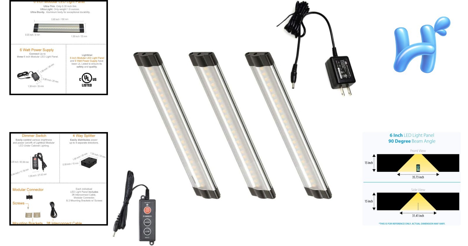 Illuminate Your Kitchen Elegantly: 6″ Dimmable LED Under Cabinet Lighting Kit