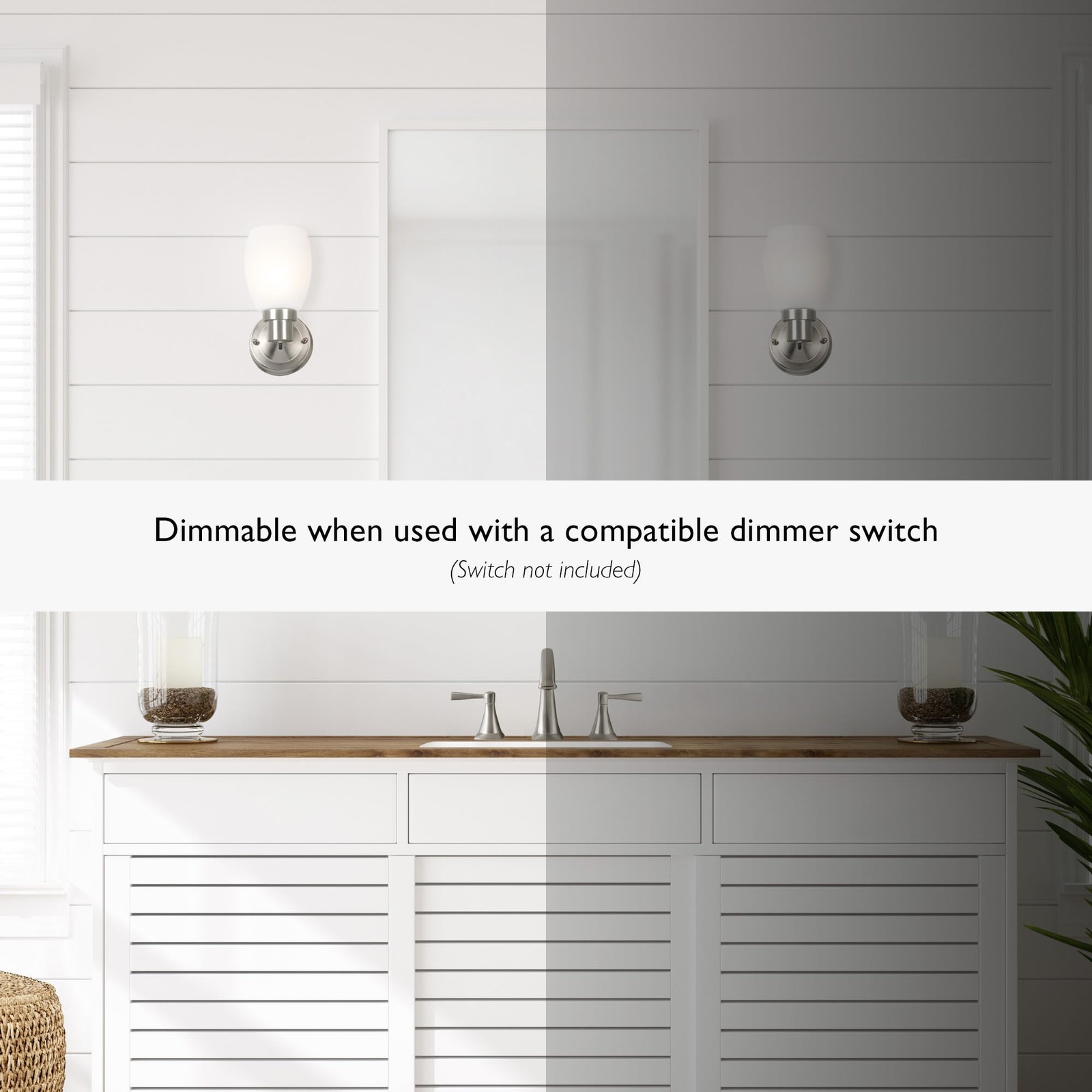 588814-SN Lydia Transitional 1-Light Indoor Wall Light Dimmable with a White Fro
