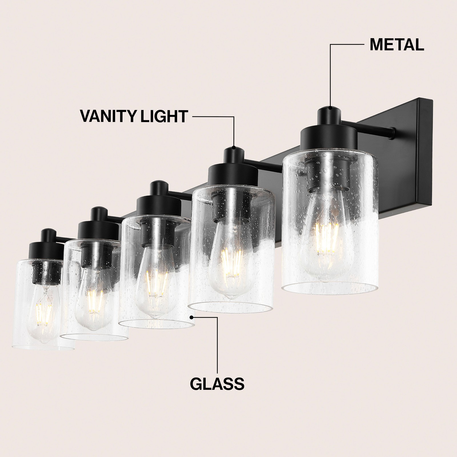 JONATHAN Y Lighting JYL7620 Irving 5 Light 36″W LED Vanity Light – Nickel