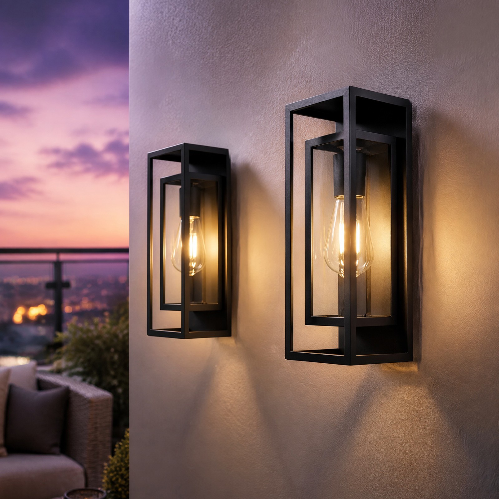 2 Pack 14″ Modern Outdoor Wall Light Exterior Fixture Porch Patio Garage Lantern