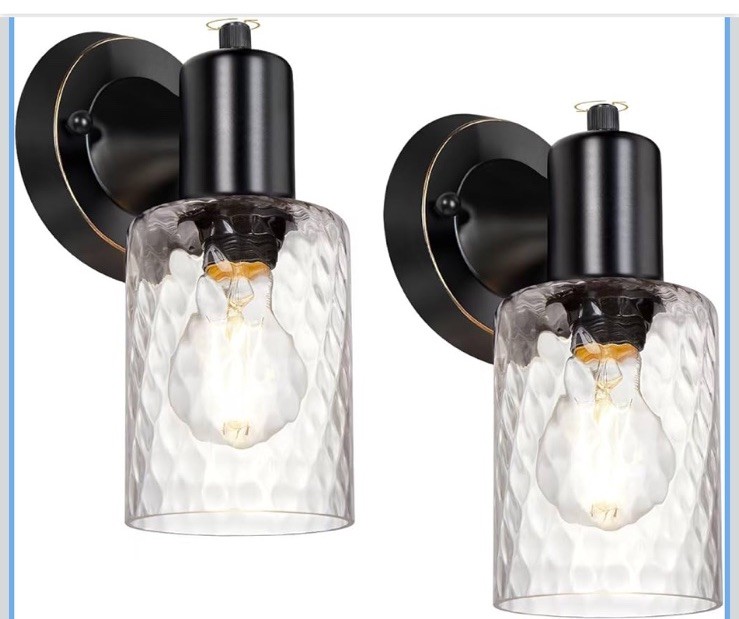Wall Sconces for Bathroom, Modern Vanity, Rotary Switch Matte Black 2 Pack