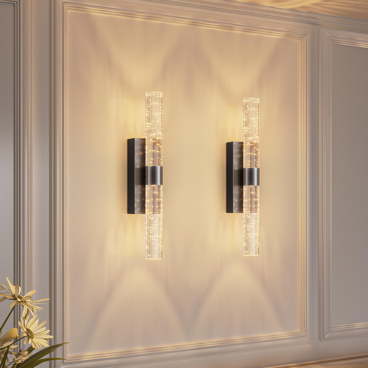 Rechargeable Battery Operated Wall Sconces Set of 2 Dimmable Indoor Lights