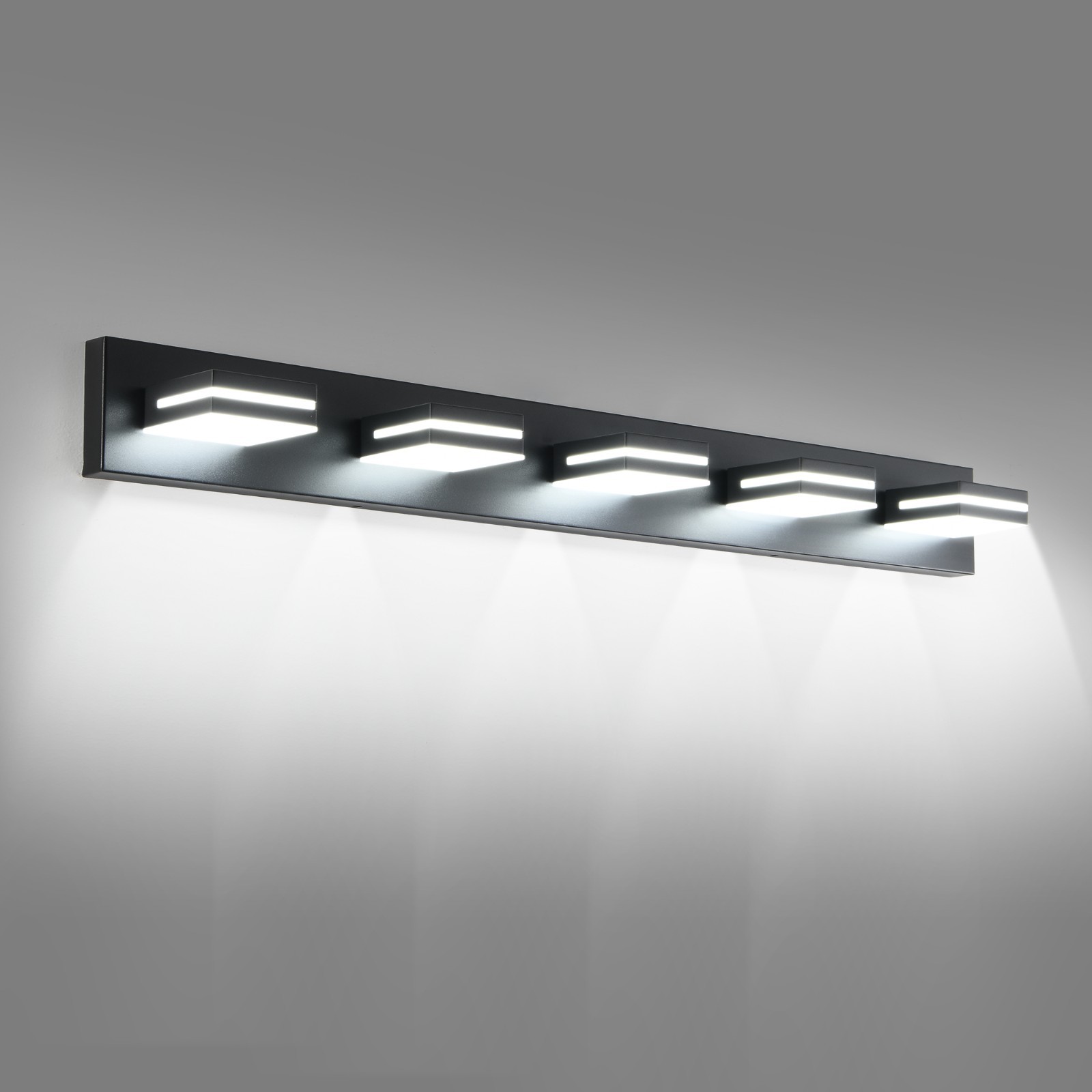 Modern 5-Light Black LED Vanity Light Bathroom Mirror Sconce Energy Efficient