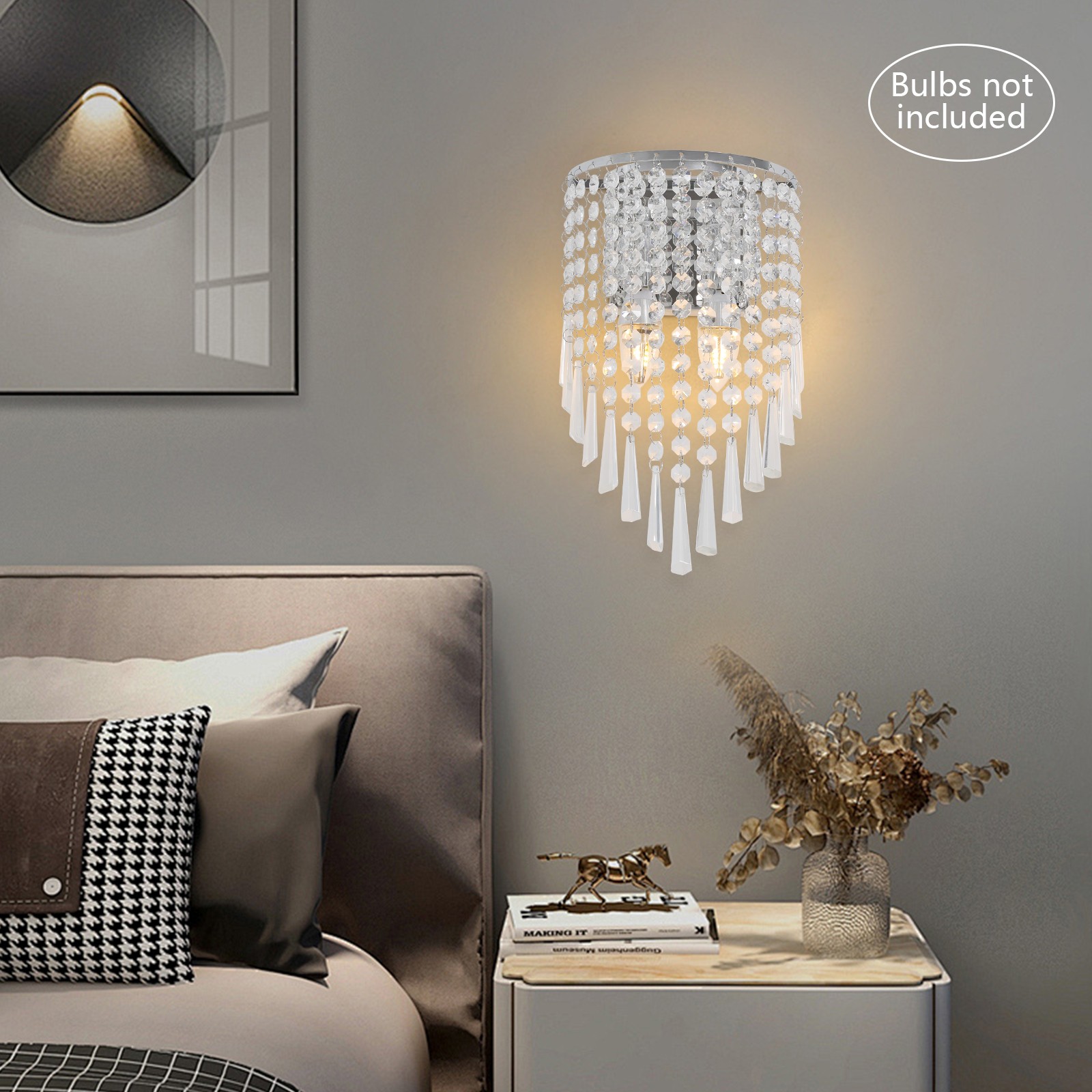 Crystal Wall Lamp Wall Light with E12 Lamp Holder Wall Mount Light Fixture
