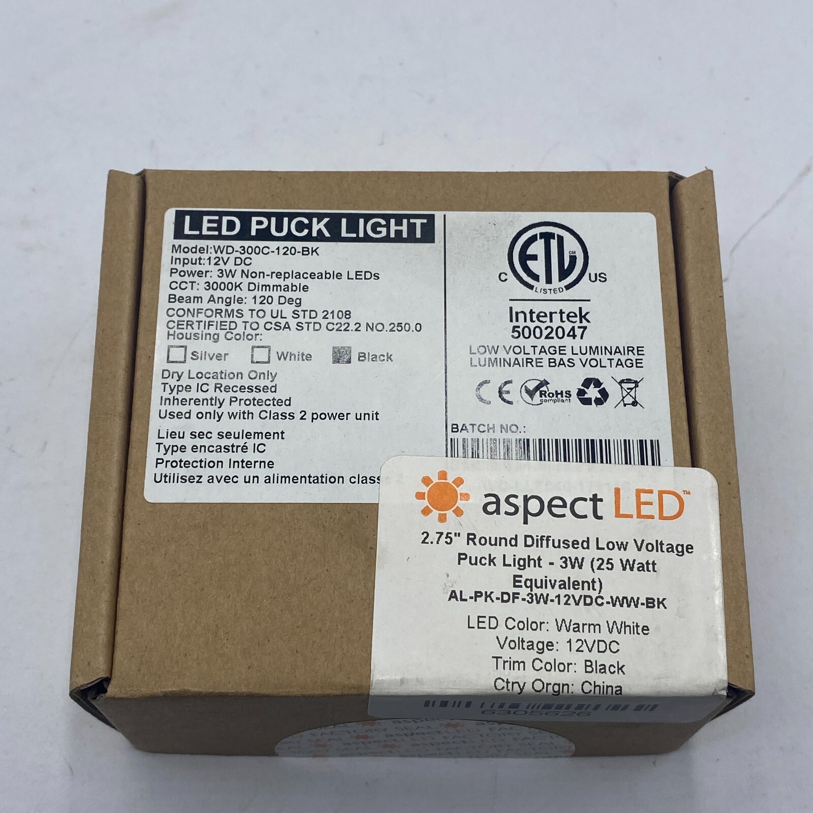 LED PUCK LIGHT WD-300C-120-BK 12V 2.75″ ROUND DIFFUSED LOW VOLTAGE PUCK LIGHT 🔔