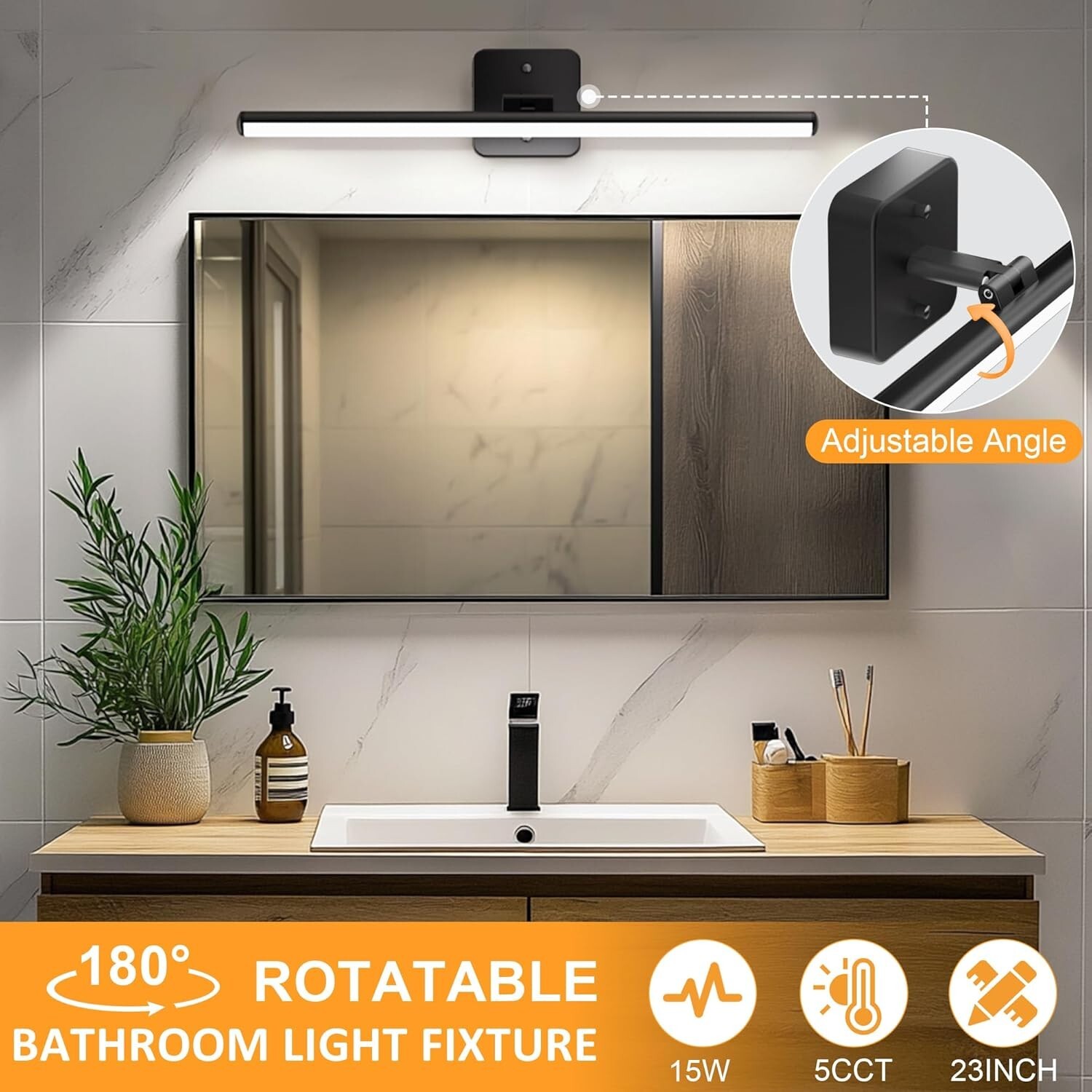 Upgraded Bathroom Vanity Light 23 inch Rotatable, Dimmable 15W 5CCT 1500LM IP…