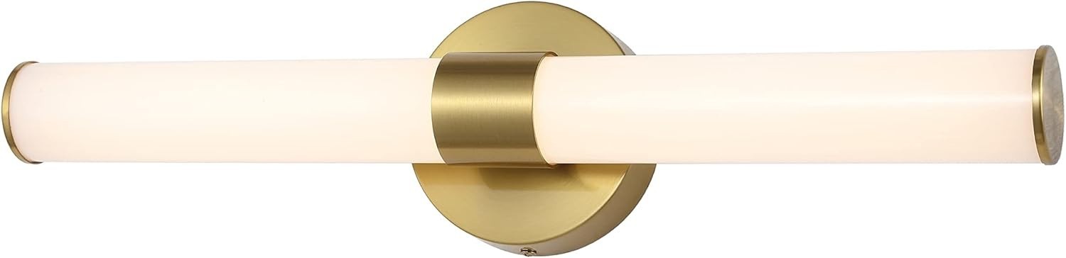 JONATHAN Y Brooks 20.13 in. 1-Light Brass Gold/White Iron LED Vanity Light