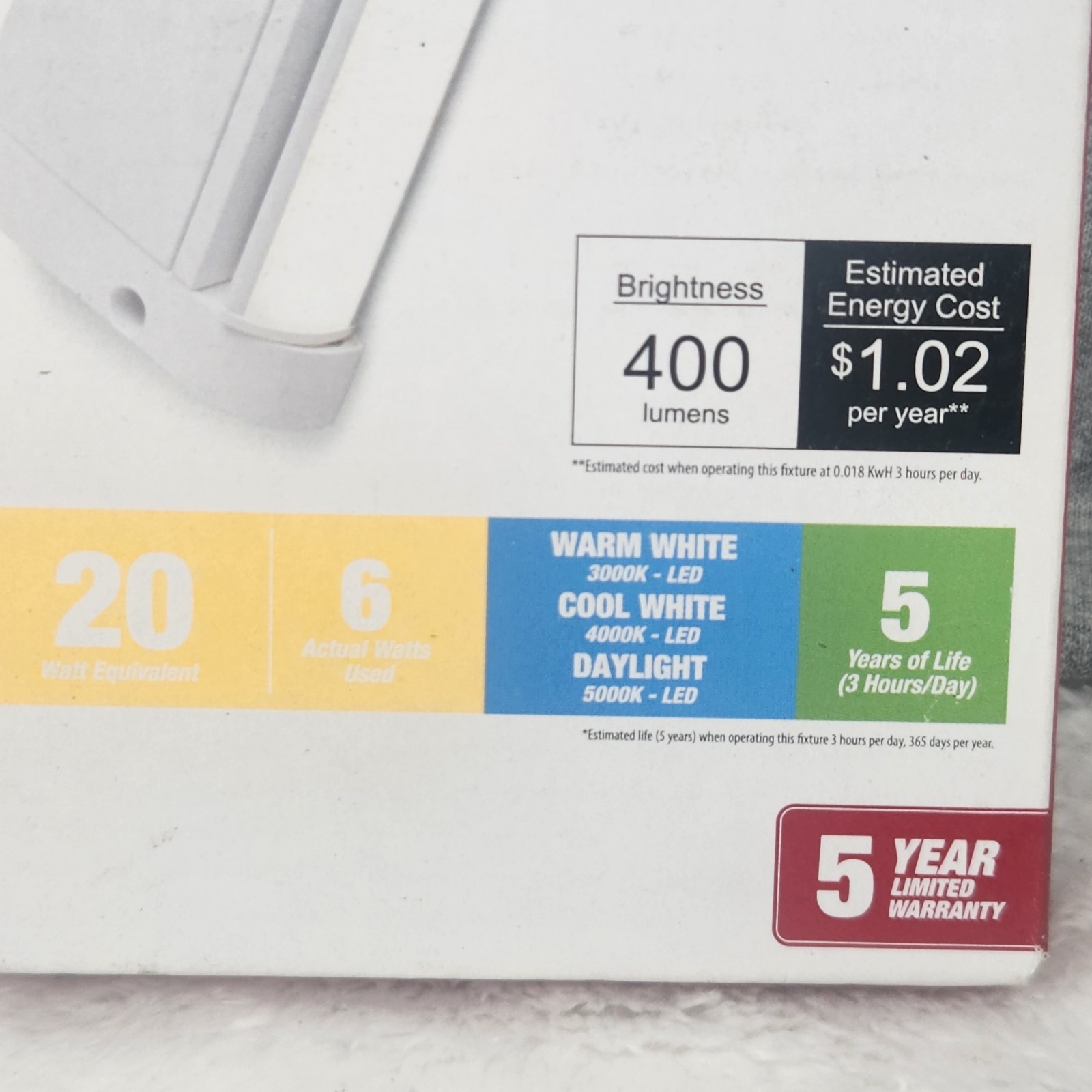 LED Under Cabinet Light Swivel 400 Lumen Dimmable Adjustable Linkable New In Box