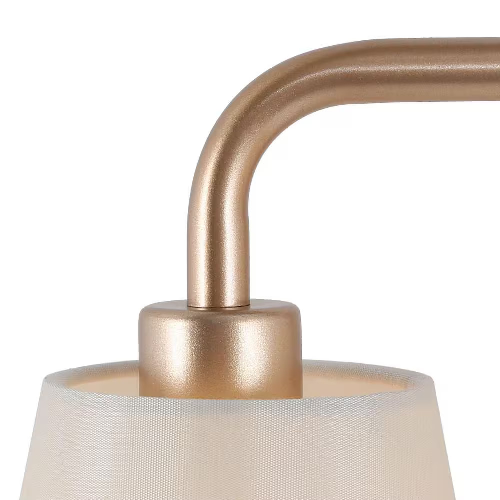 Uolfin Modern Farmhouse 3-Light Gold Vanity Sconce 23.5in w/ Fabric Shades