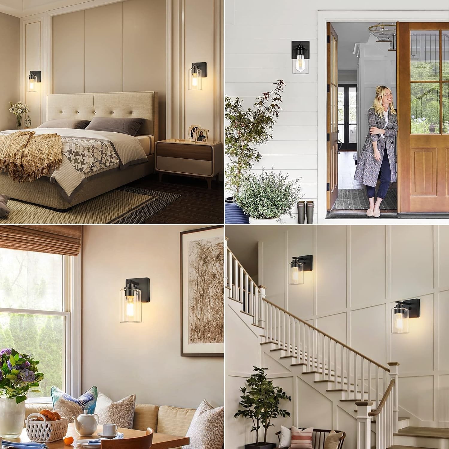 Wall Sconces Set of 2 Matte Black Modern Lighting Fixtures for Bathroom