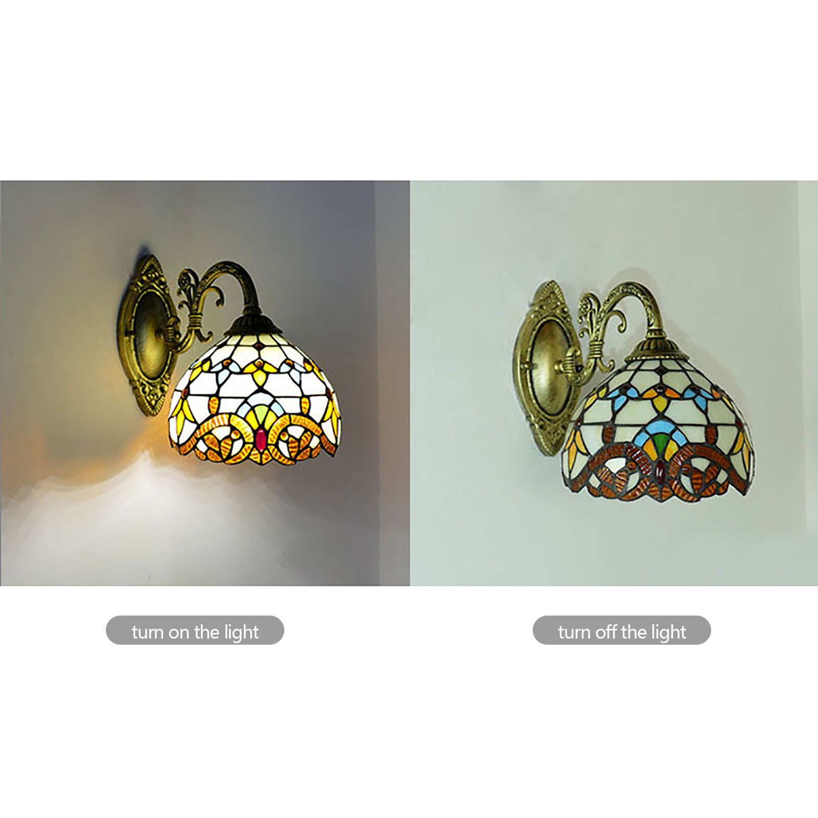 Tiffany Style Wall Sconce Stained Glass Light Art Deco Fixture Wall Mount Lamp