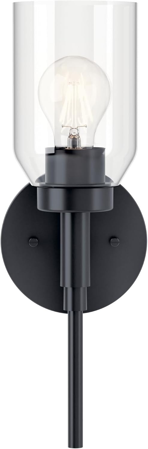 Kichler Madden 1-Light Wall Sconce Matte Black Bathroom Vanity Light 55183 NEW