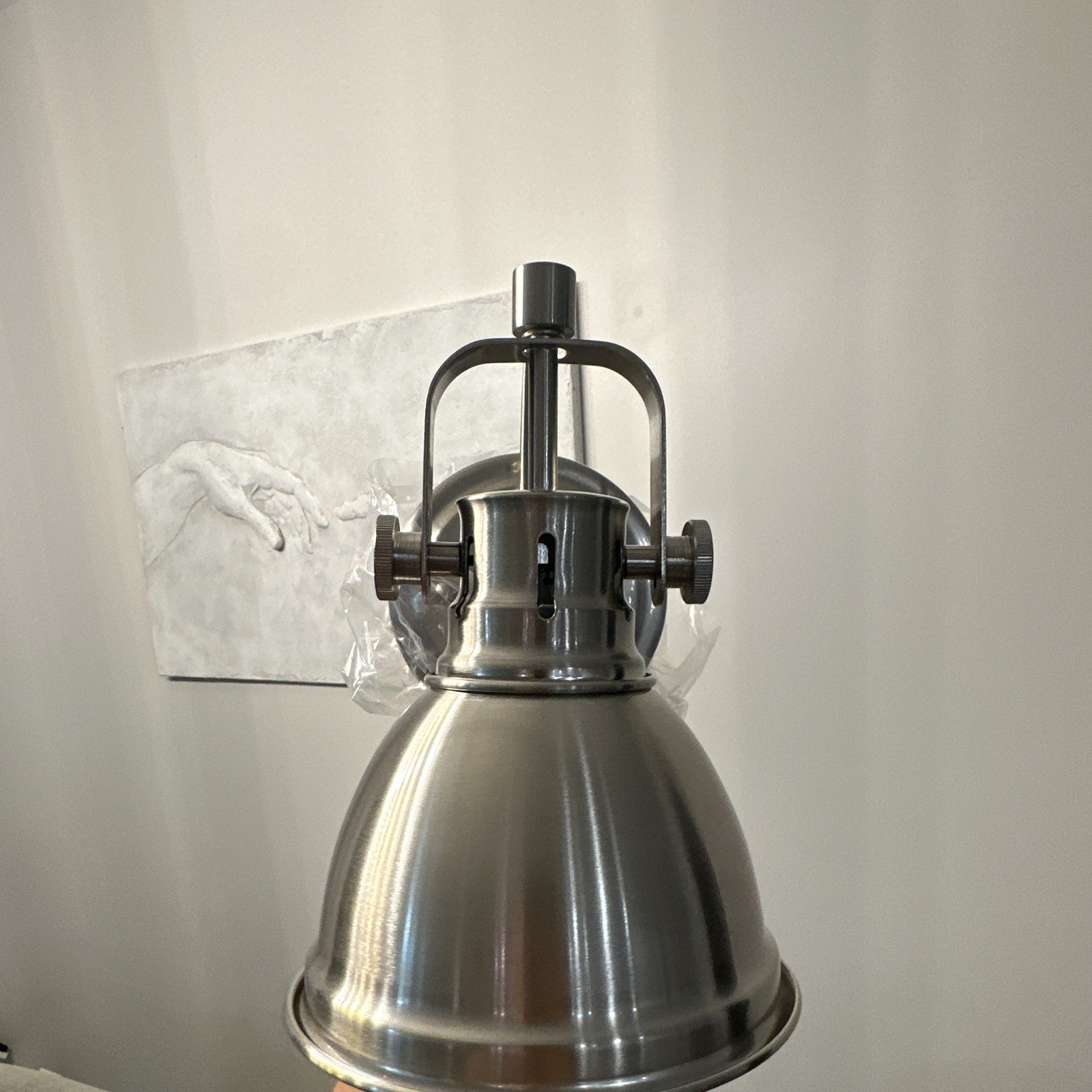 Emliviar Brushed Silver Metal Wall Sconce Bell Shade Downlight 6.5″W 60W