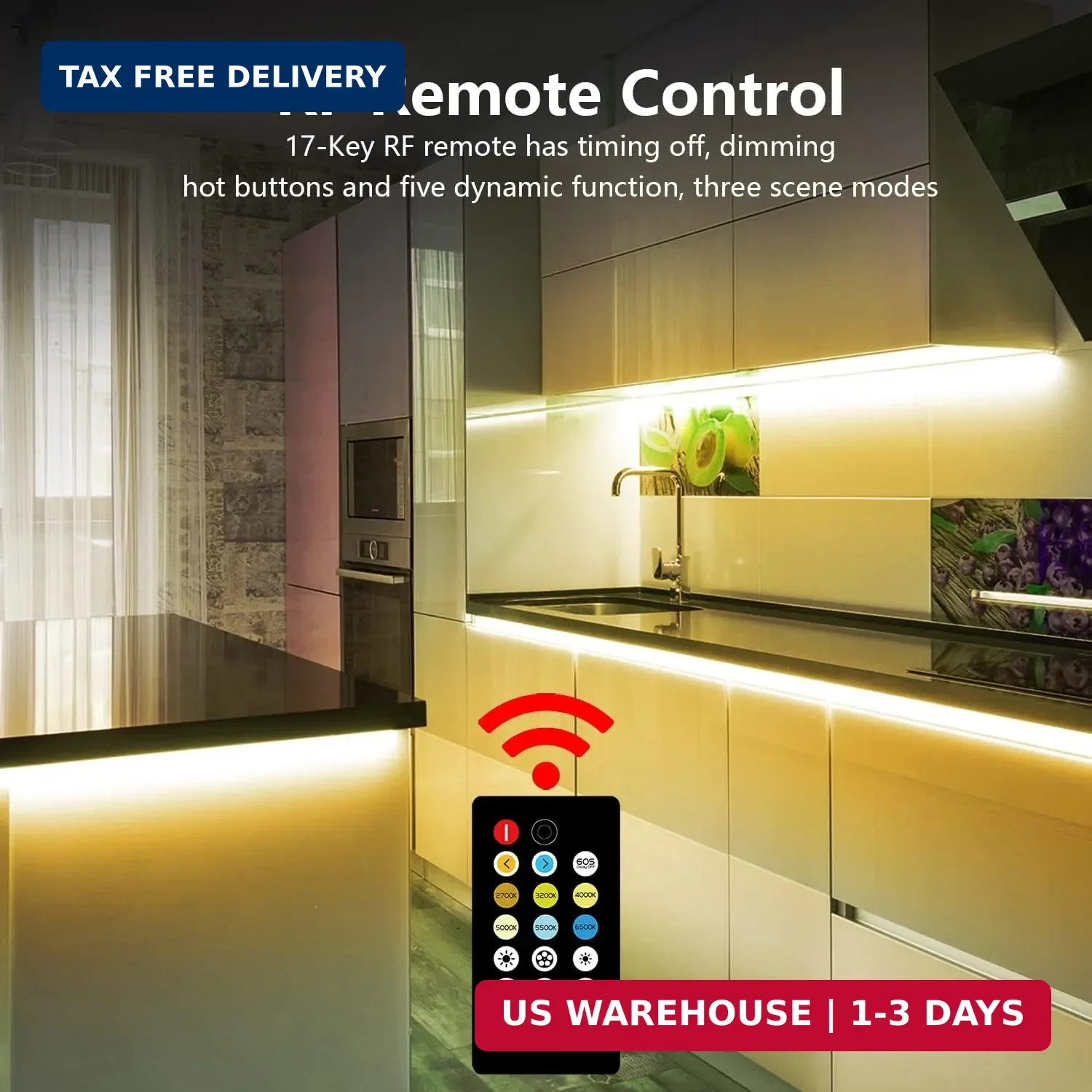 DAYBETTER Under Cabinet Lights, 6 PCS Under Cabinet Lighting with Remote, Dimmab