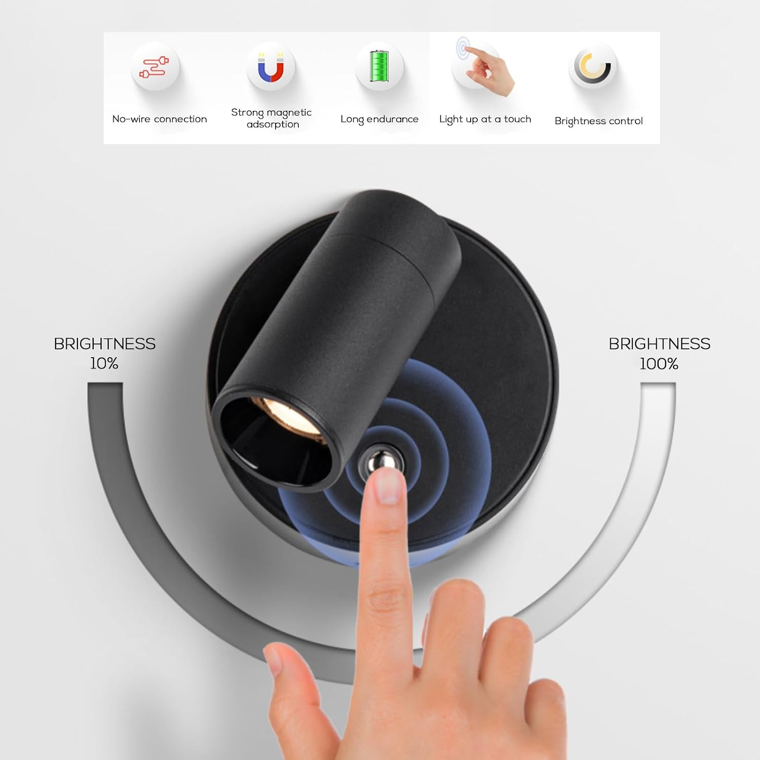 Magnetic LED Wall Torch Night Light with Touch Control & Adjustable Brightness