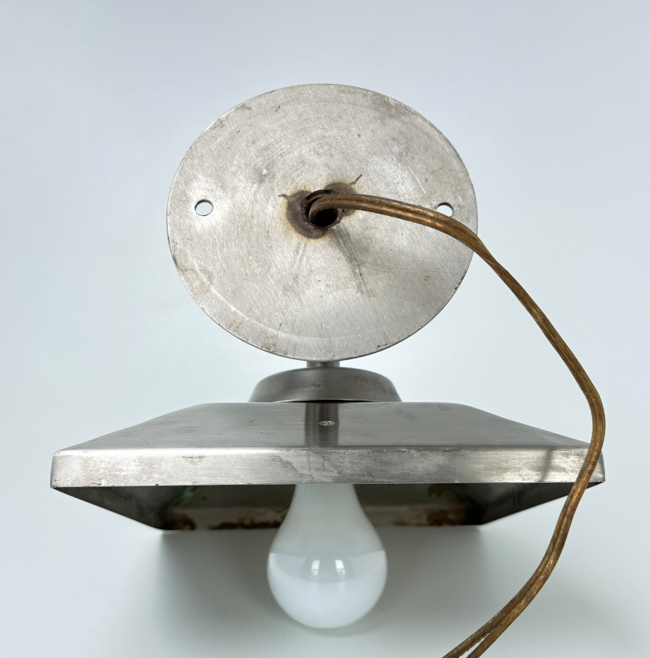 MCM/Art Deco Revival Stainless Steel Phenolic/Phenolic-like Panels Wall Sconce