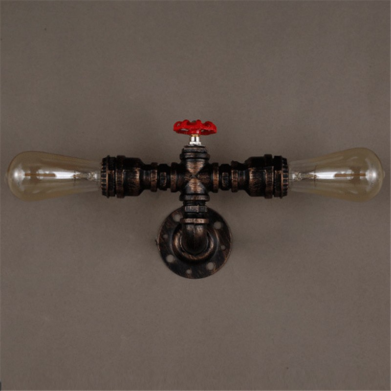 Steampunk Pipe Wall Mount Light Industrial Multi Head Wall Lamp for Staircase