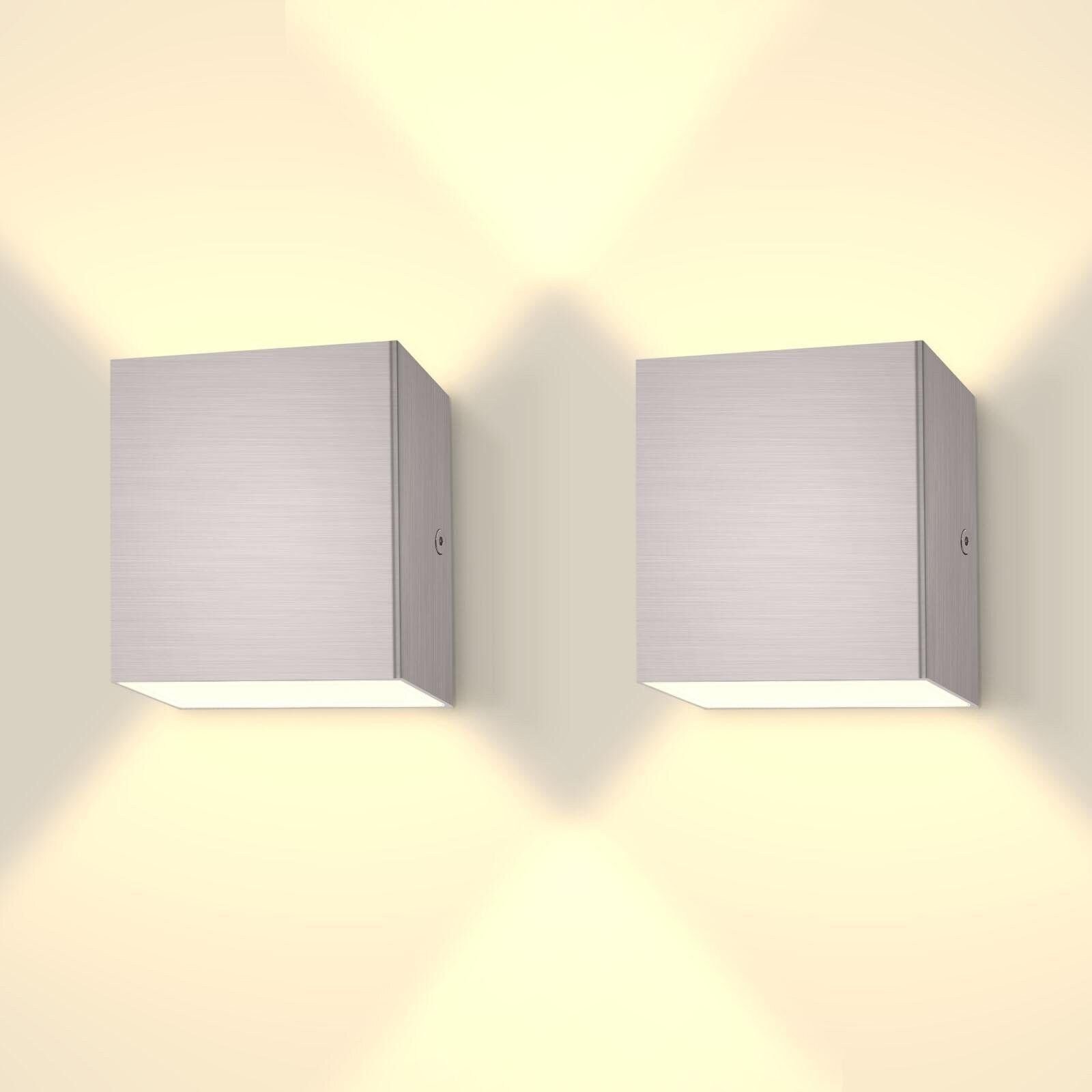 Luxrite Square LED Up and Down Wall Sconce 5CCT 15W 1000LM IP65 Nickel 2-Pack