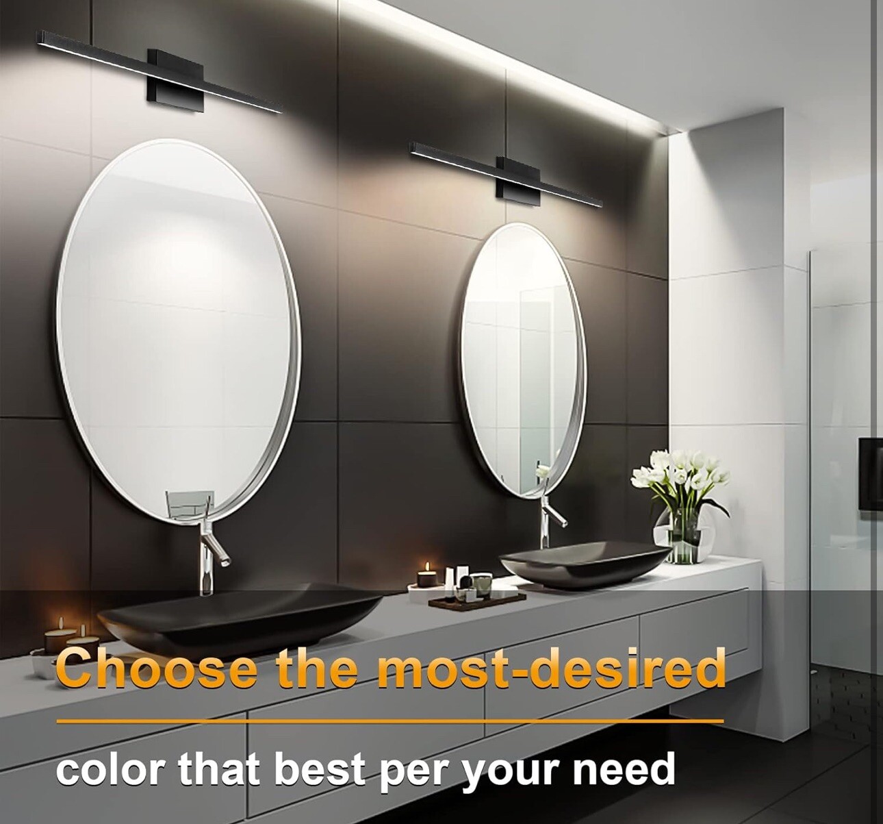 Modern Bathroom Vanity Light 39.4 inch, 24W Dimmable 5CCT Led Bathroom Light …