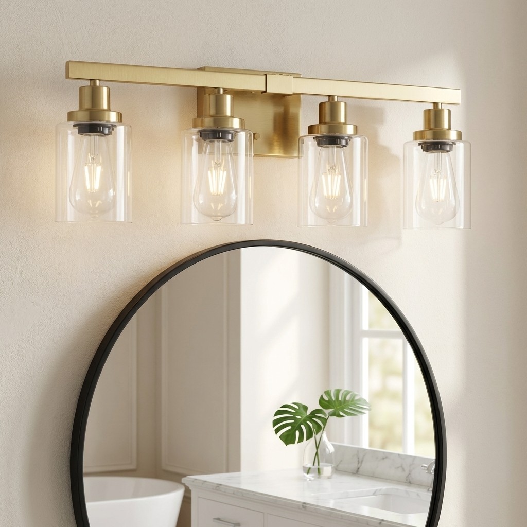 Vanity Light 24 inch Modern Gold 4-Lights Wall Sconce Bathroom Mirror Fixture