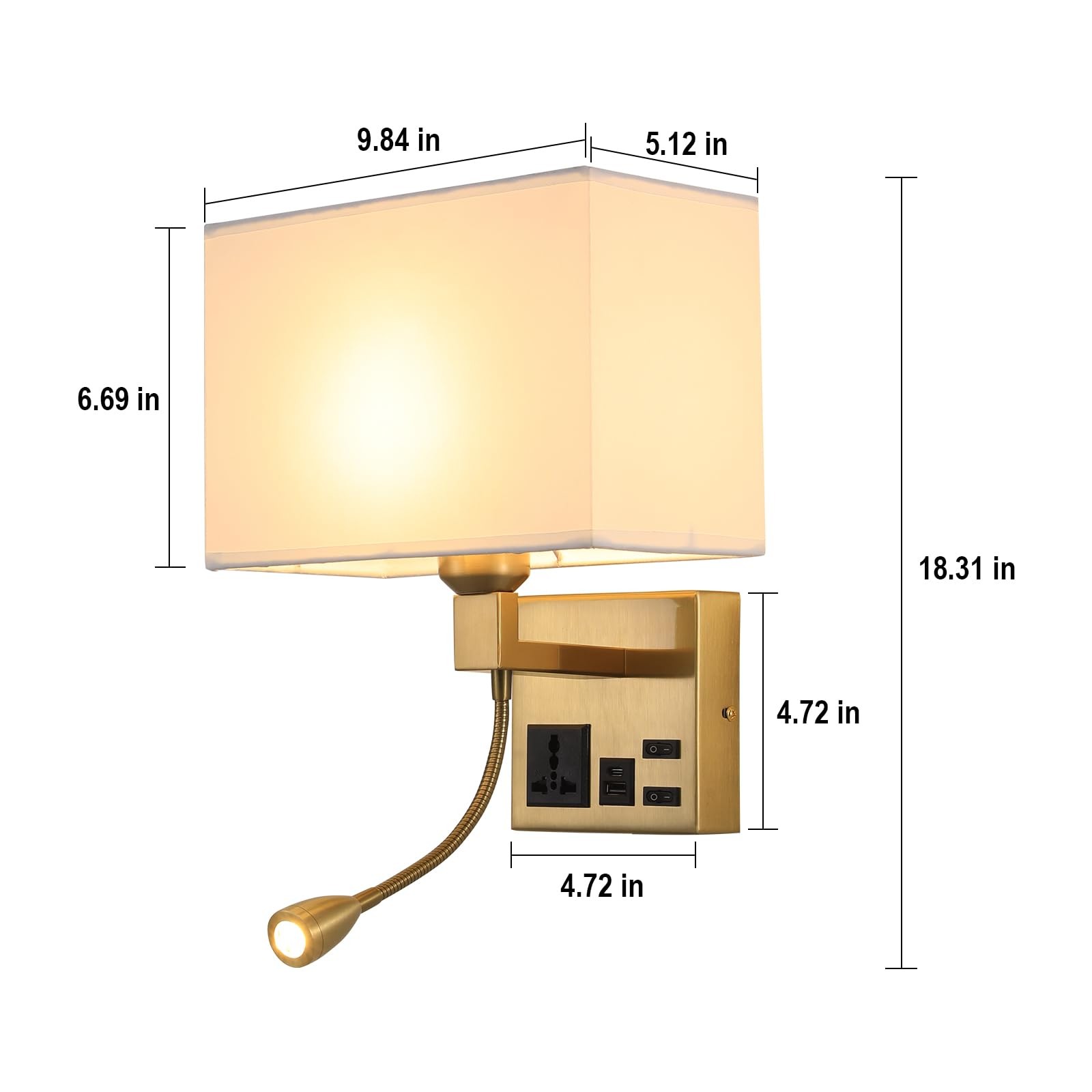 Wall Lamp for Bedroom Living Room Office Hotel, Plug in Wall Sconce with AC O…