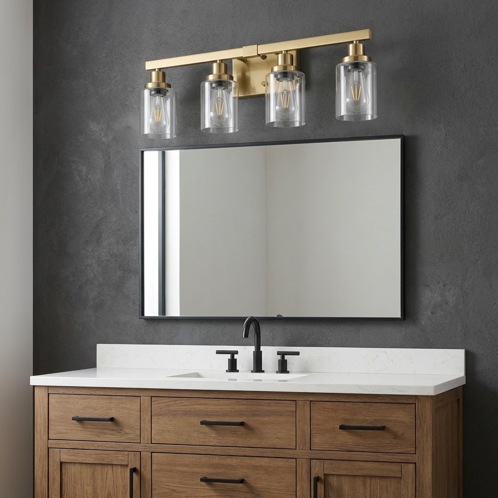Vanity Light 24 inch Modern Gold 4-Lights Wall Sconce Bathroom Mirror Fixture