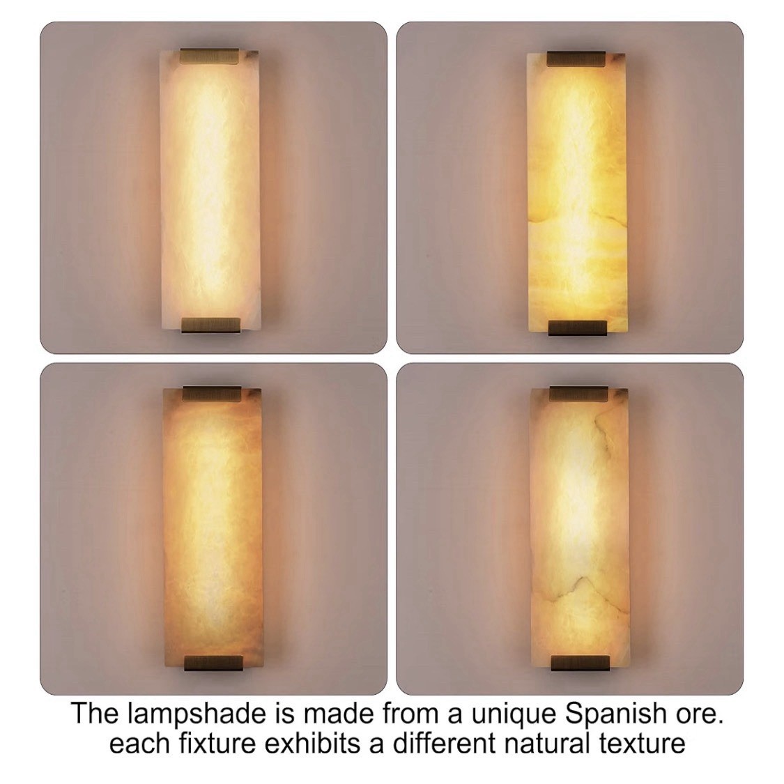 14.2in Alabaster Wall Sconce, Large Natural Marble LED Modern Wall Lamp 12W