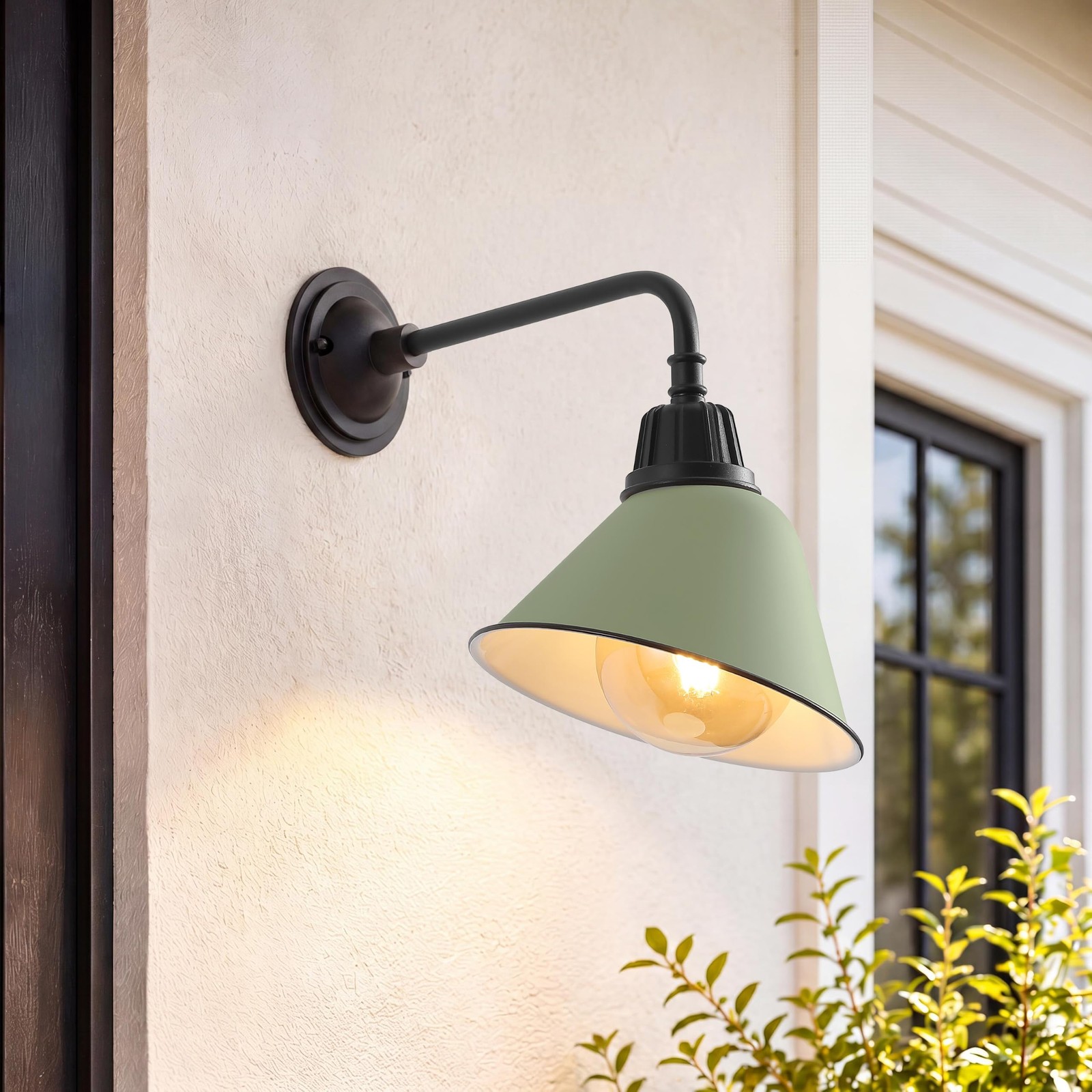 JONATHAN Y 9.63″ Matte Olive Green/Black Kitchen, LED Bulb Included (JYL7612I)