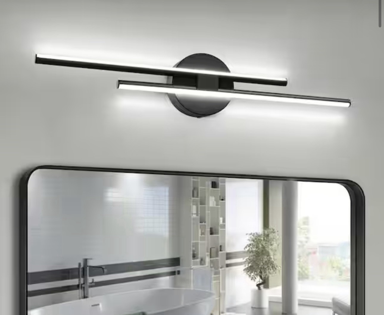 EDISLIVE Bourget 23.6″ 2-Light Black LED Vanity Light Bar 6000K Bathroom Bedroom