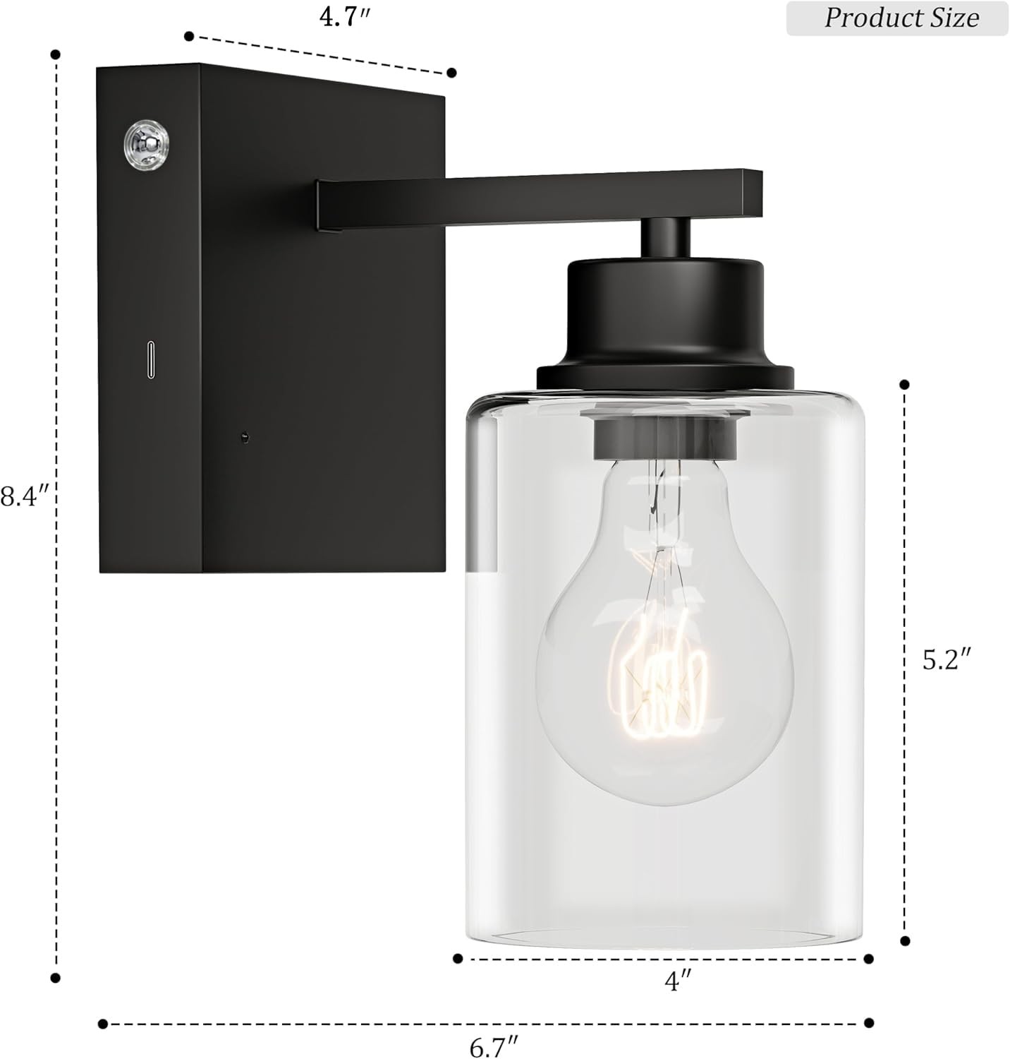 Wireless Battery Operated Wall (2 Pack), Black(Clear Lampshades)