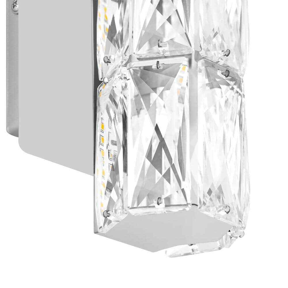 Home Decorators Keighley LED Chrome & Crystal Vanity Wall Sconce Light Fixture