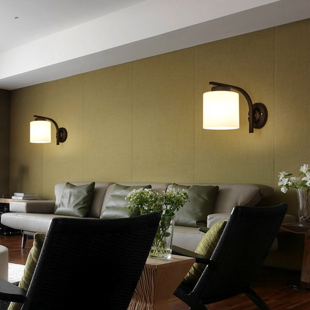 Modern Cylinder Glass Wall Light Sconce Lighting Lamp Fixture Bedroom Home Decor