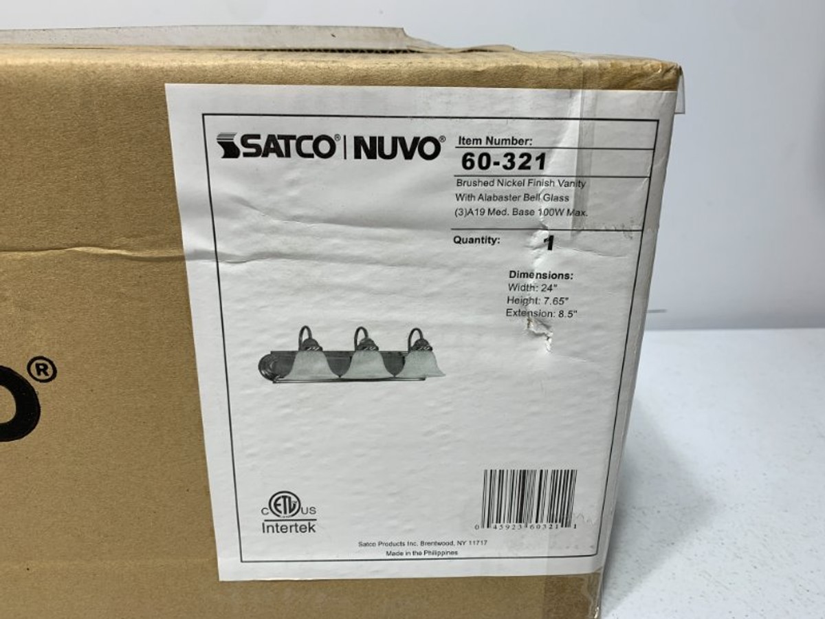 Satco 60-321 Vanity Light 3-Light 24″ 100W 120V Brushed Nickel