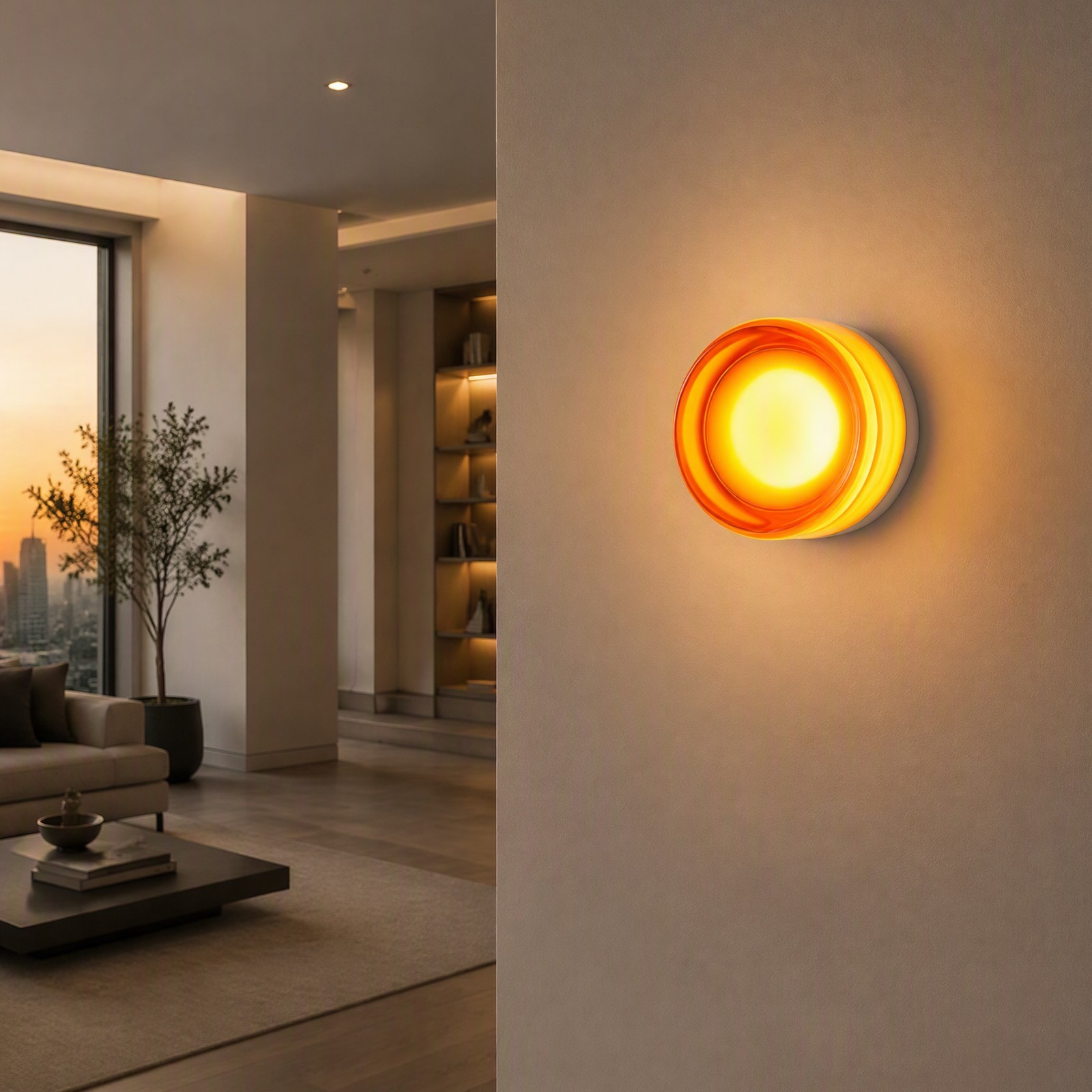 5″ Orange Indoor LED Wall Lamp Thick Glass Ceiling Light Fixture Bedroom Sconce