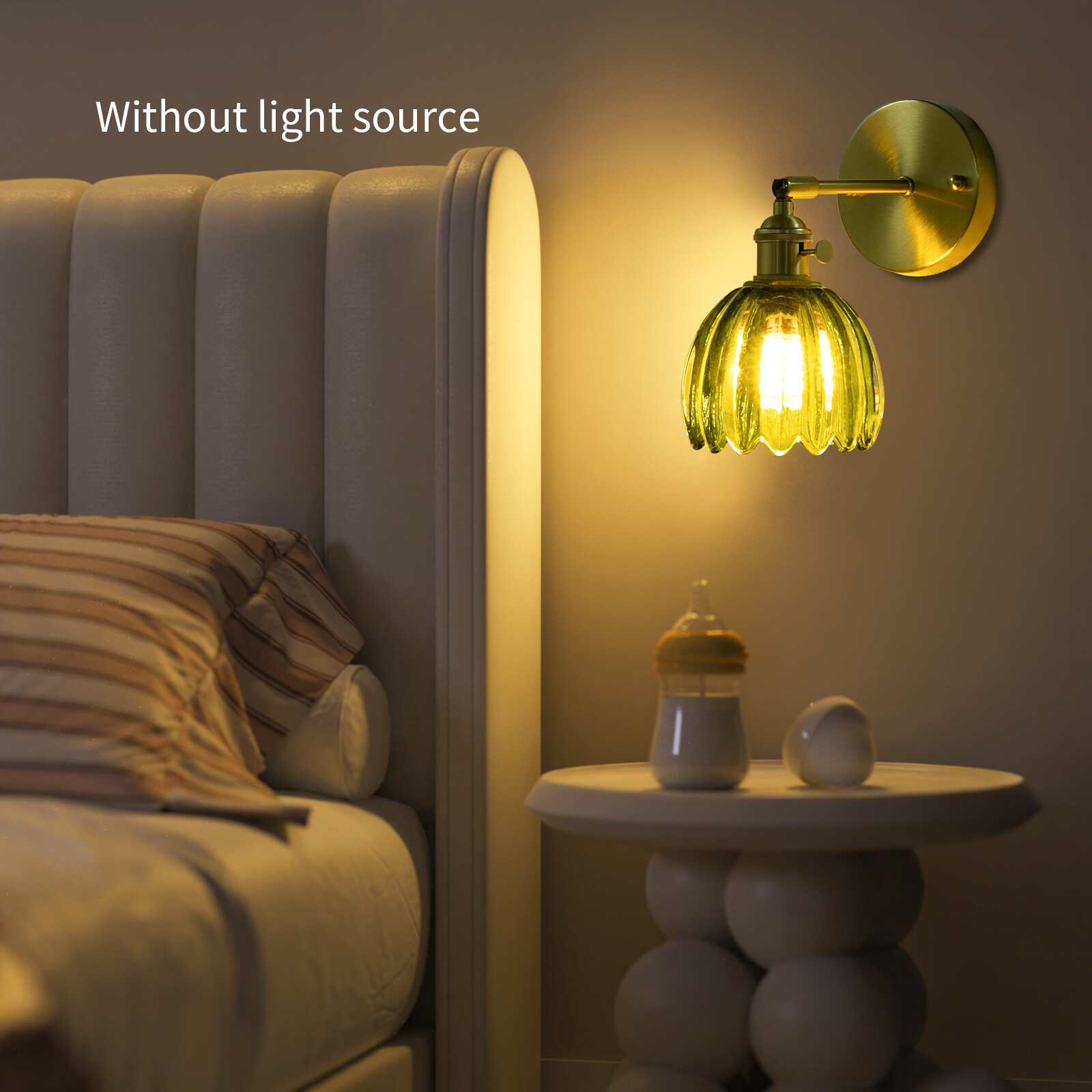 Nordic Green Metal Bedroom Wall Lamp Flower Glass Shape Wall Sconce Light USA