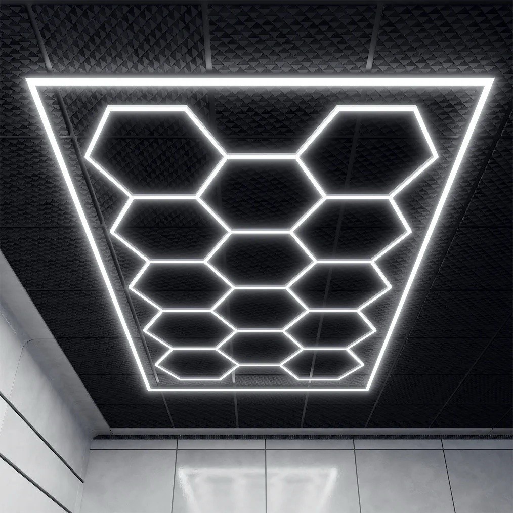 14 Hexagon LED Lighting Detailing Garage Workshop Retail Car Showroom Barber US