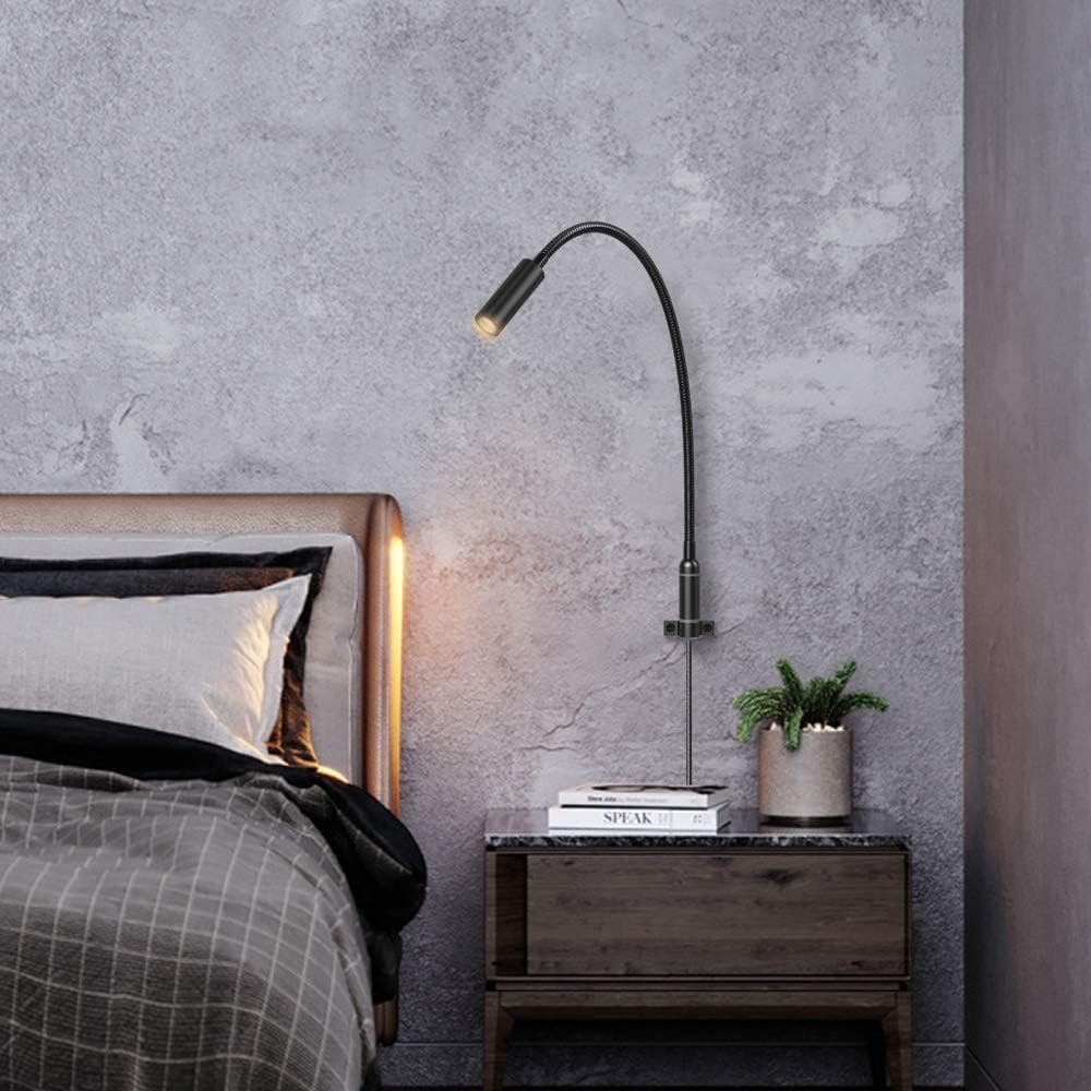 Agese Wall Mounted Reading Light Touch Switch Dimmable LED 3W Warm White 3000K A