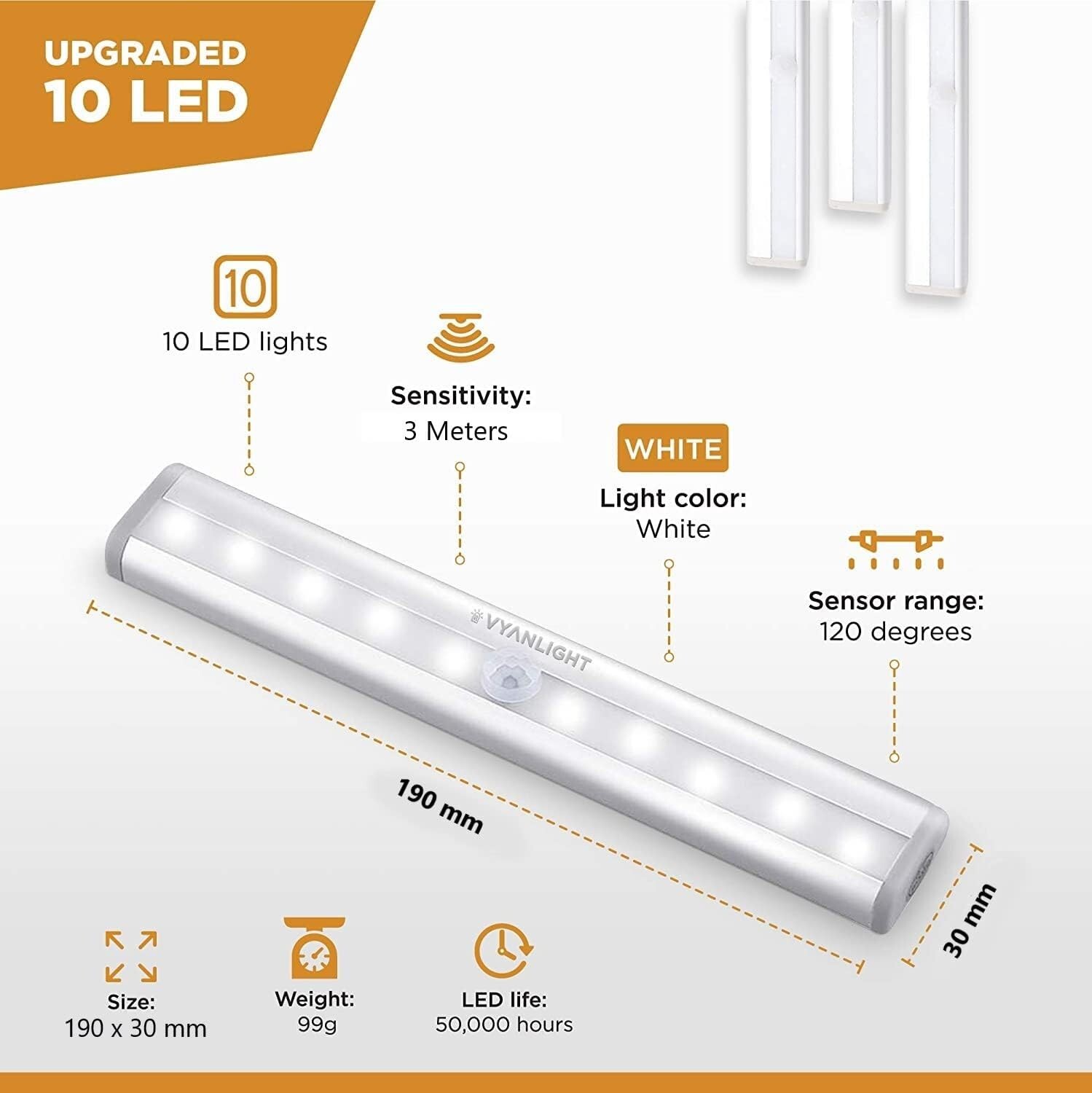 Under Cabinet Lights, 10 LED Motion Sensor Closet Lights, Wireless – 4 Pack
