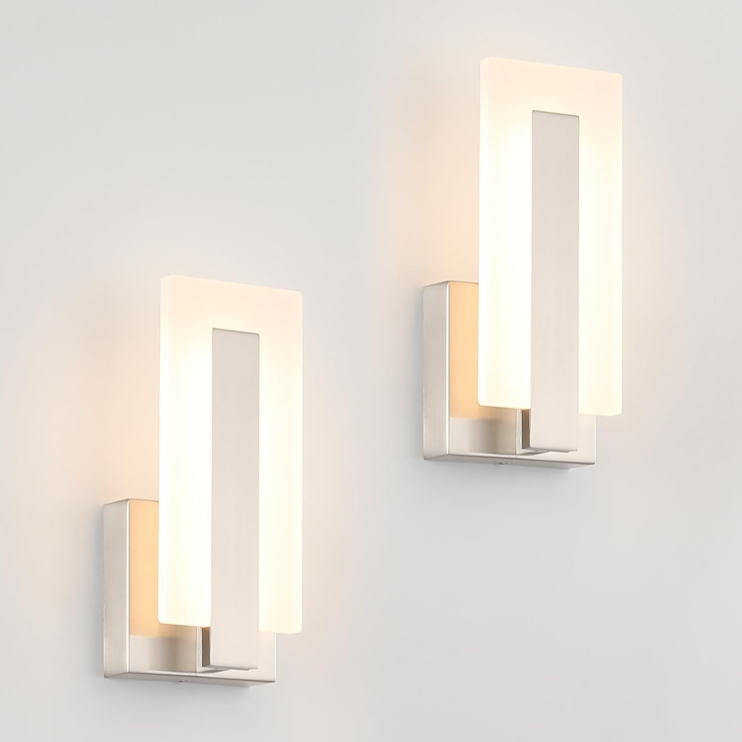 Modern LED Wall Sconce Set of 2, Hardwired 3000K Warm White Light Wall Lights…
