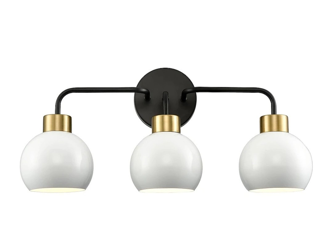 Claxy Glass Light 23.6 in 3 light Matte Black Gold Vanity Light