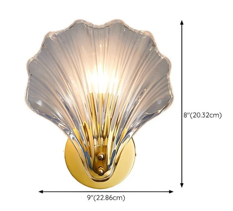 NEW Art Deco Lighting Amber Glass Shell Wall Lamp Mounted Light Sconce