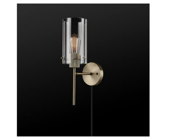 Globe Electric Johnson 1-Light Antique Brass Wall Sconce Plug-In/Hardwired